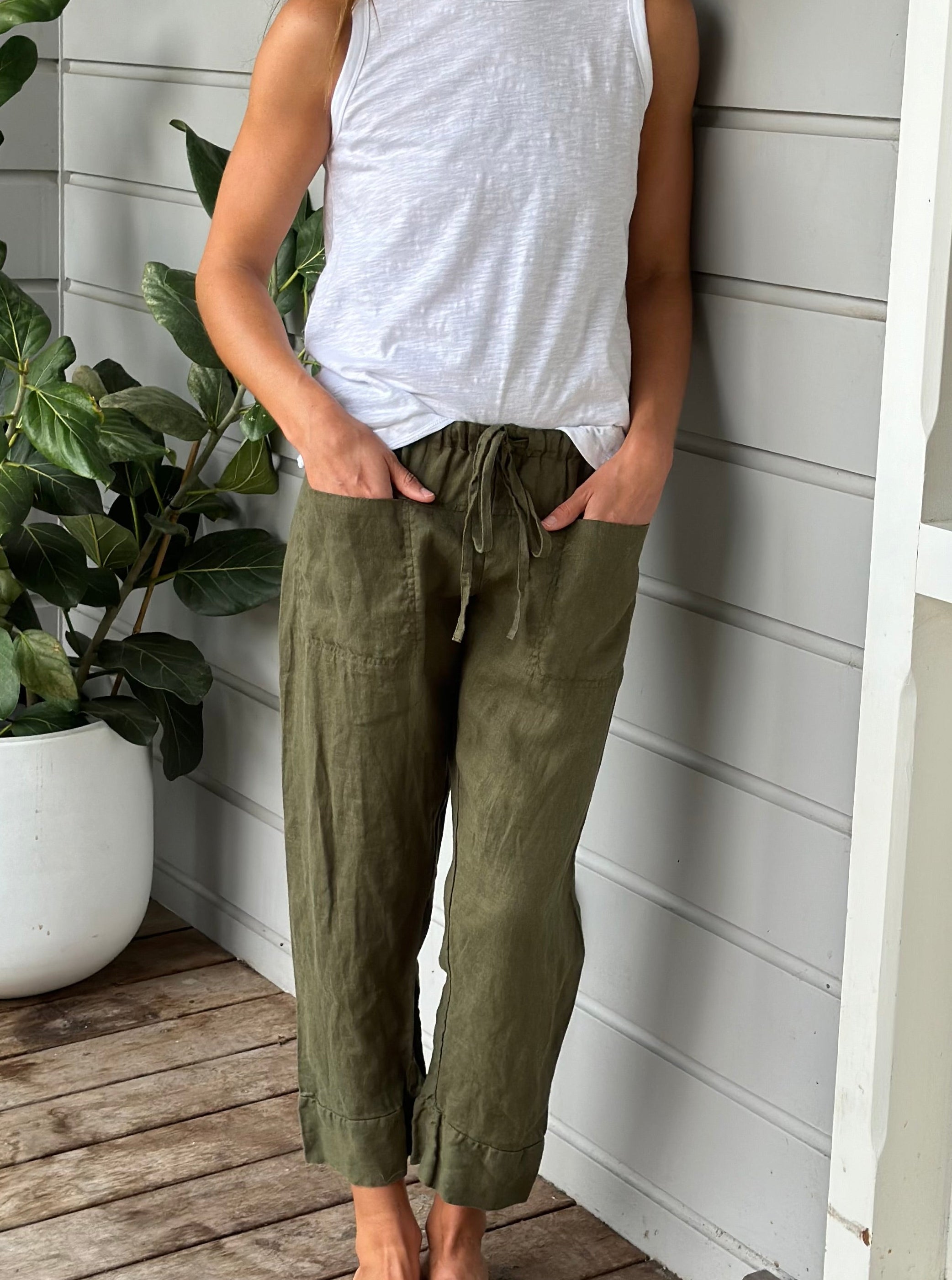 darcy pants - army linen - Image 3