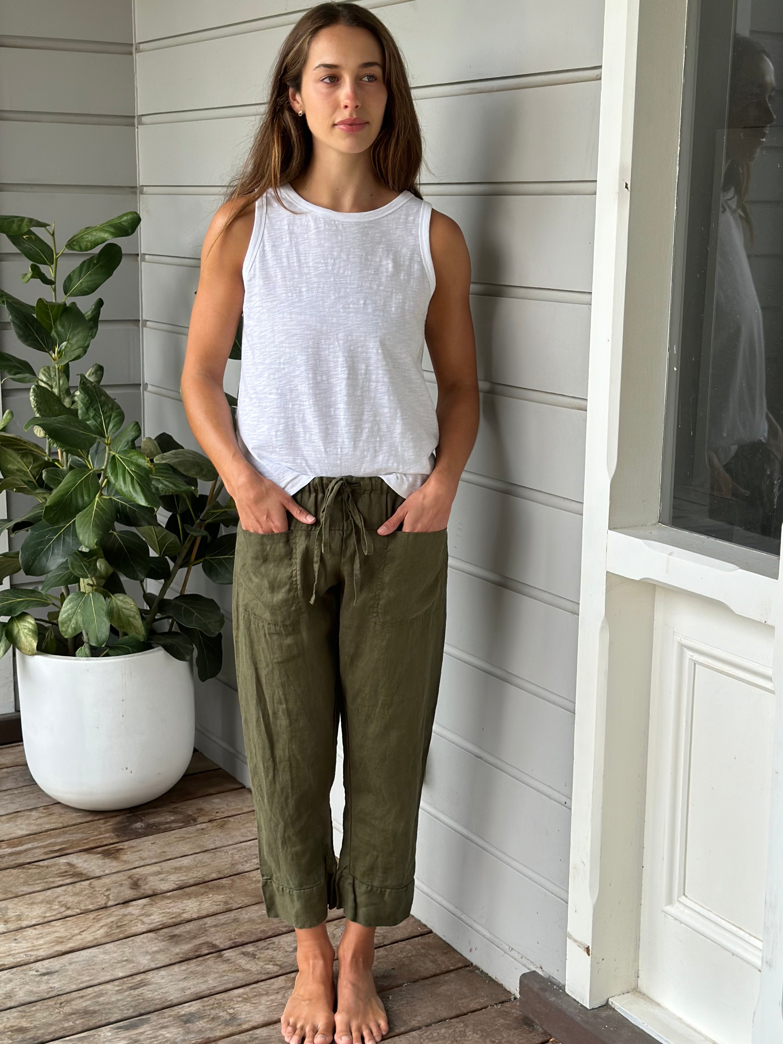 darcy pants - army linen - Image 4