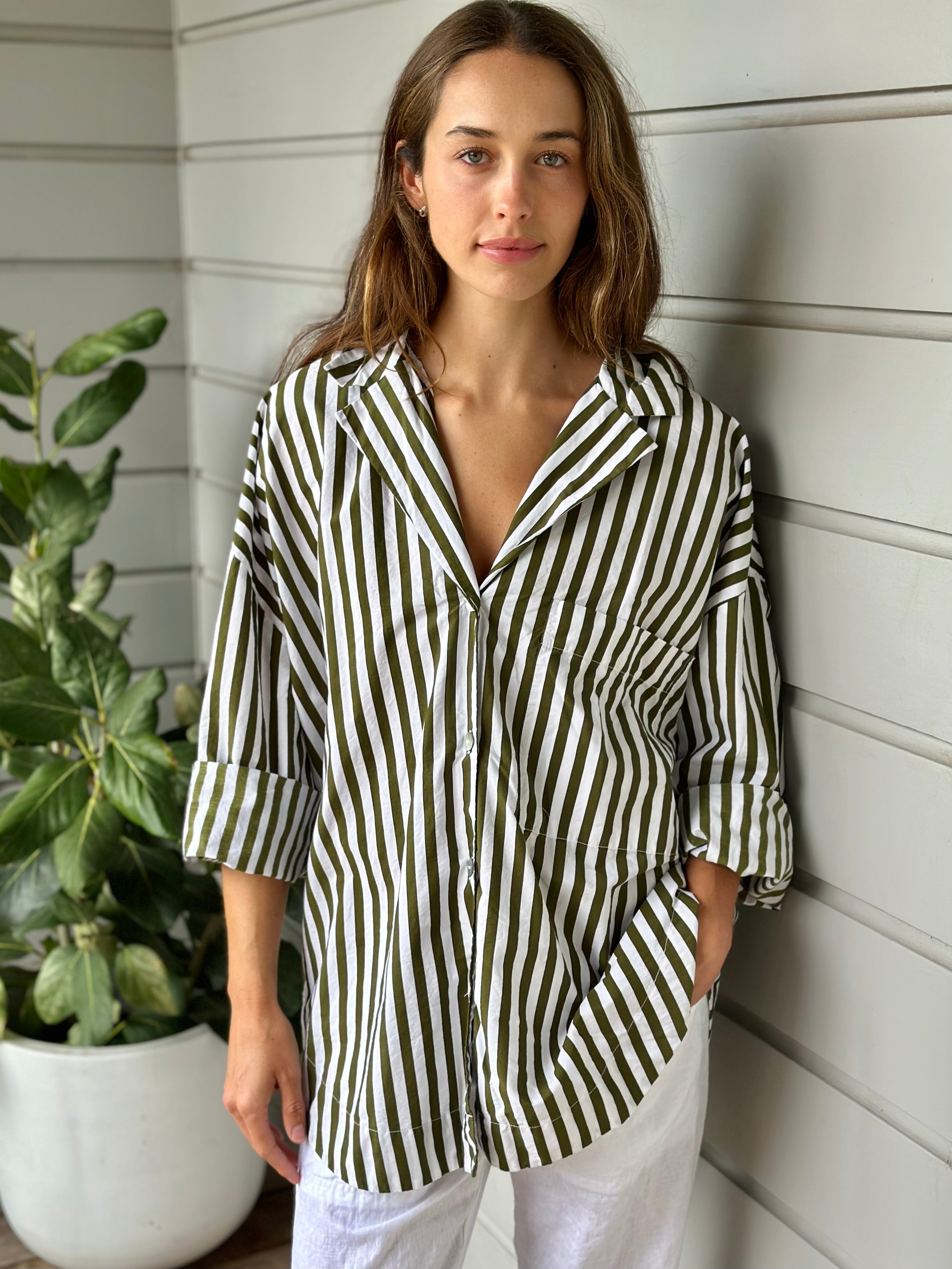 caitlyn shirt - army stripe cotton - Image 2