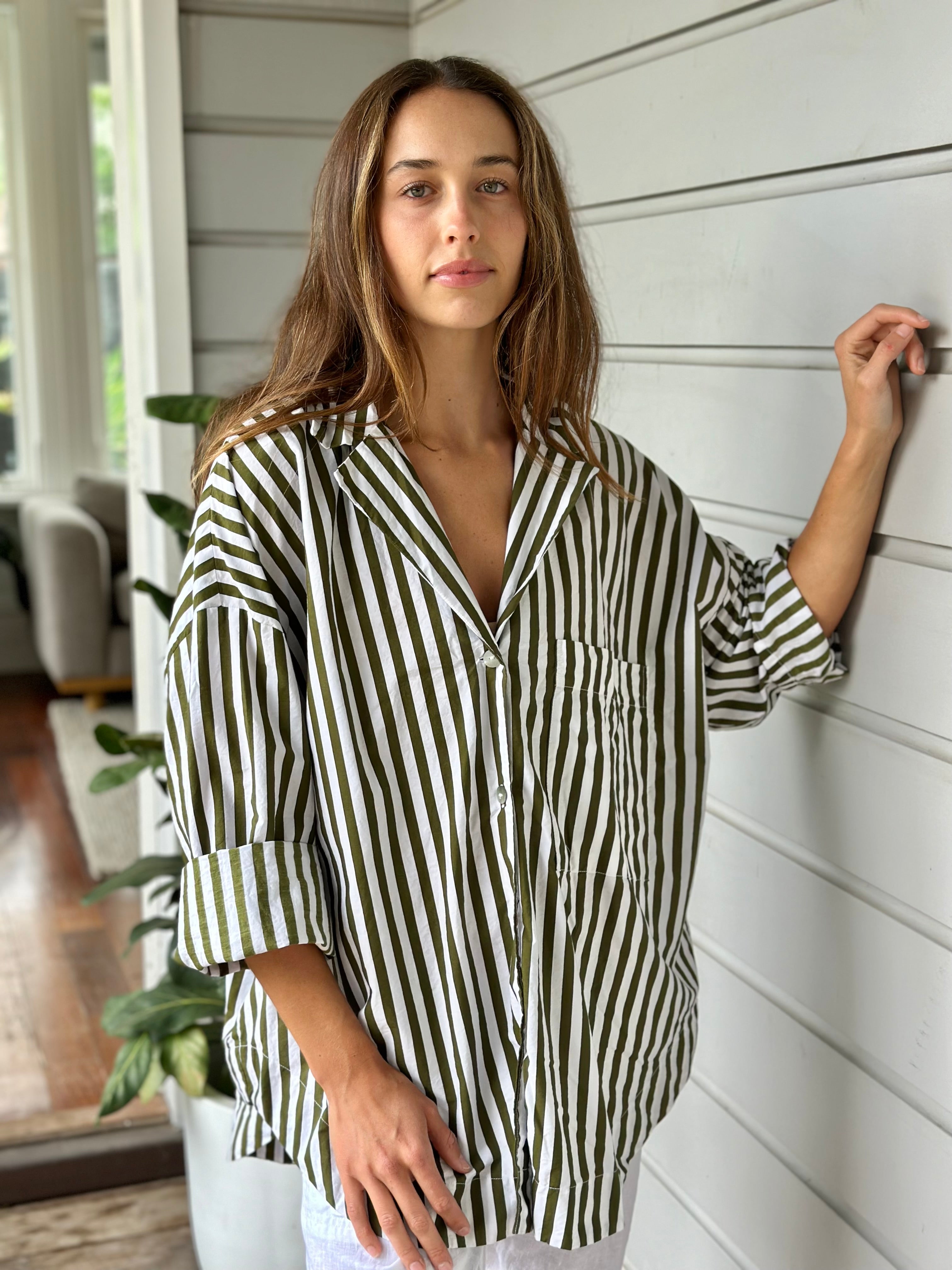 caitlyn shirt - army stripe cotton - Image 3