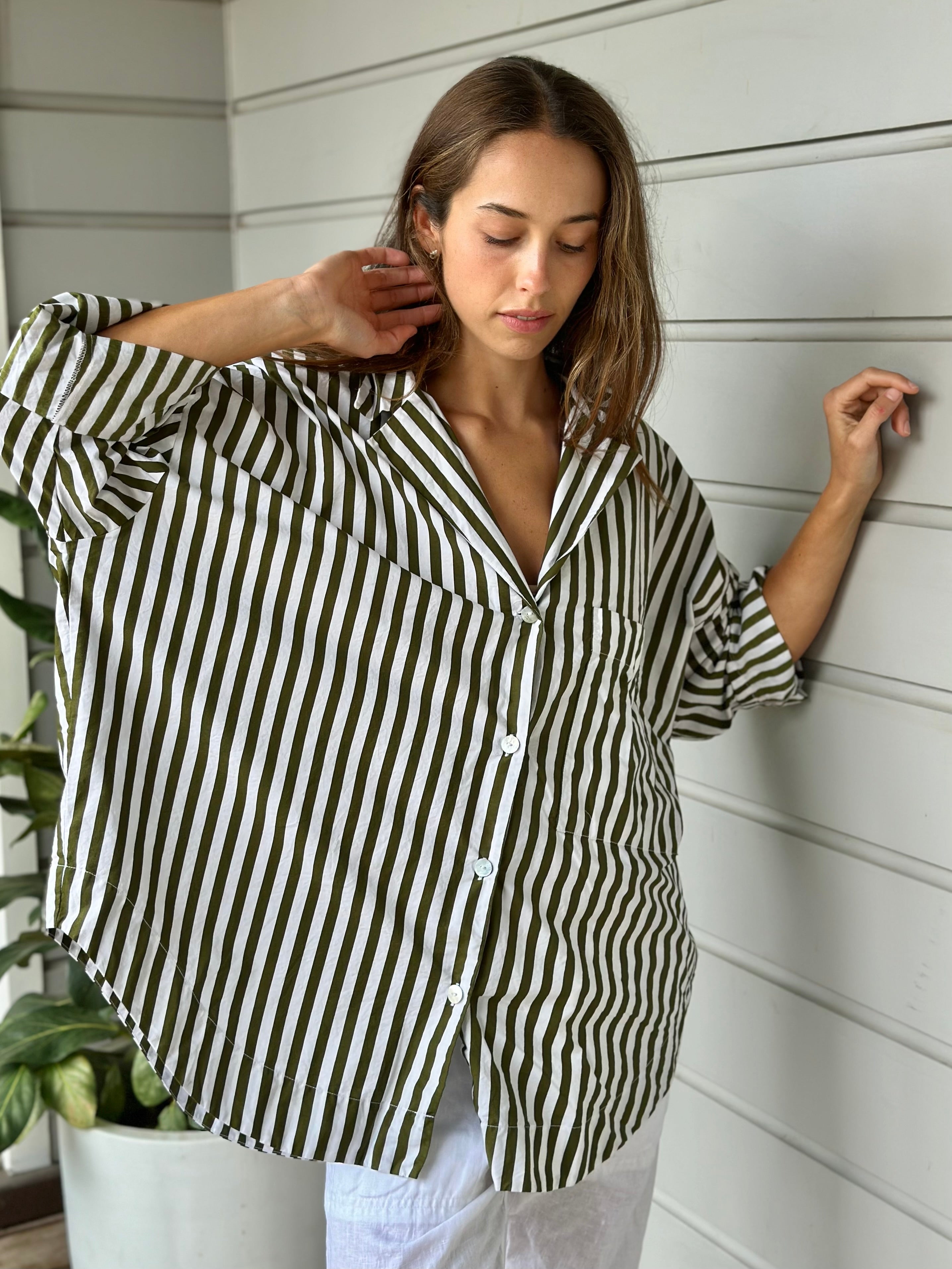 caitlyn shirt - army stripe cotton - Image 5