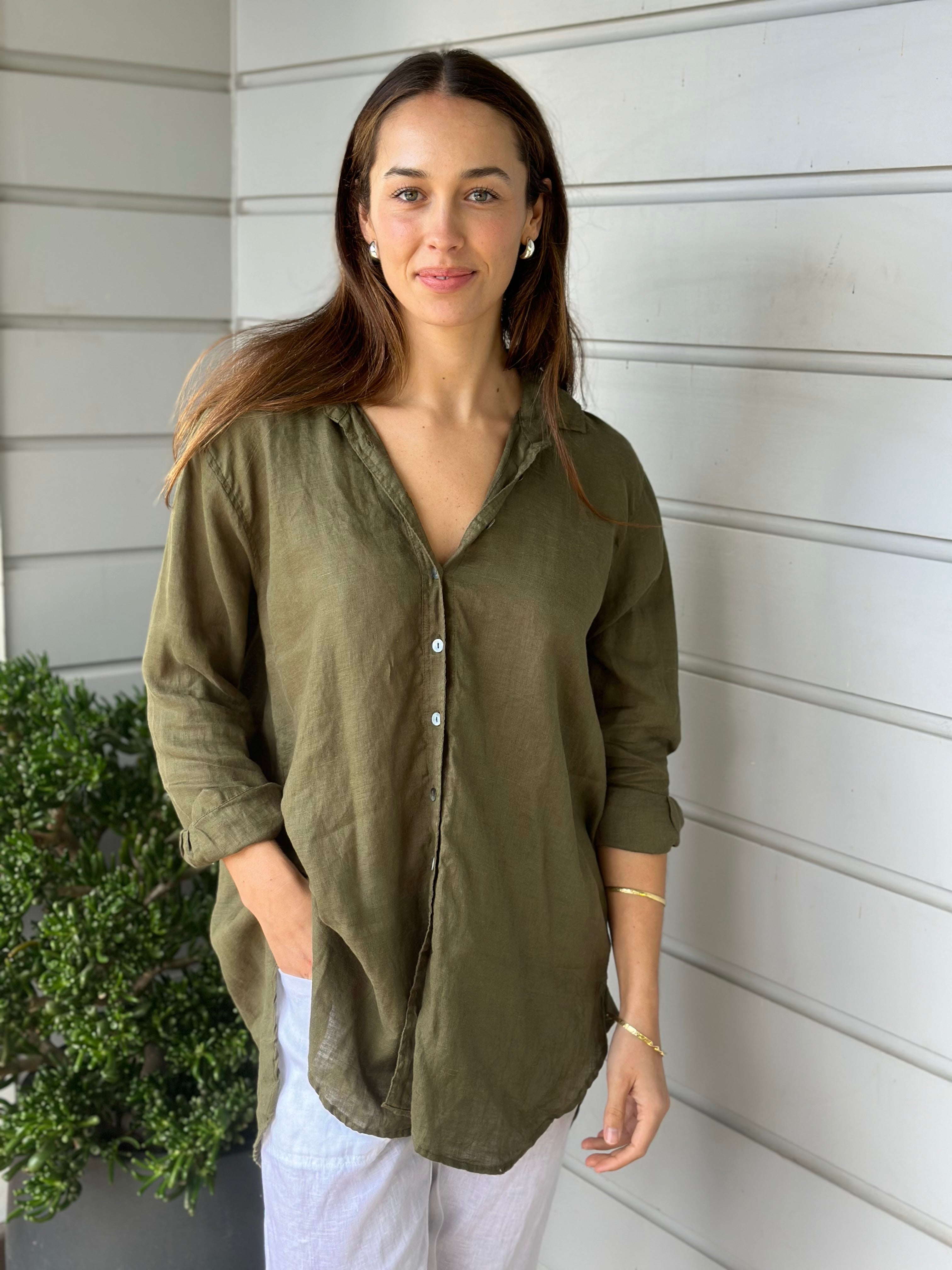 skyla shirt - army linen