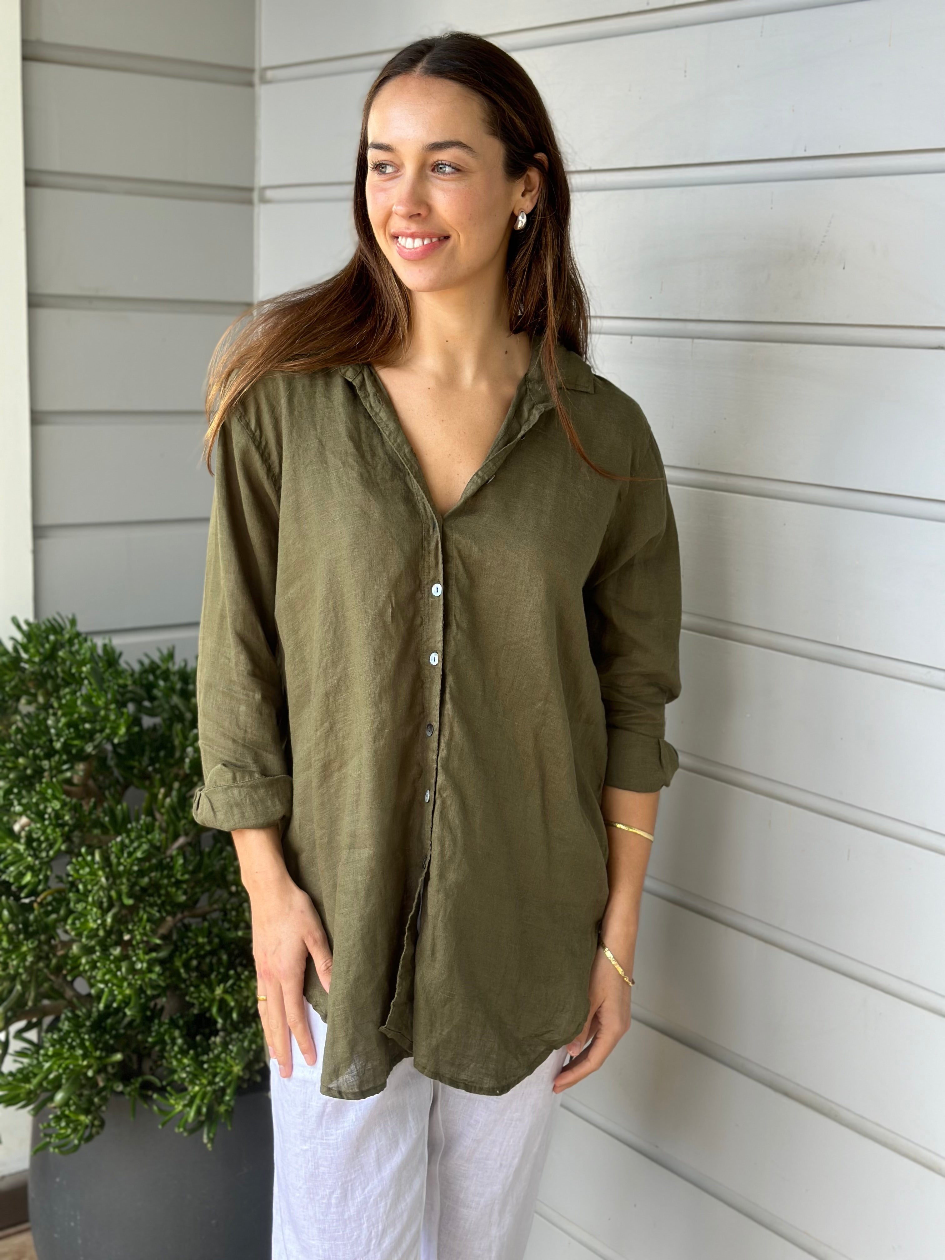 skyla shirt - army linen - Image 3