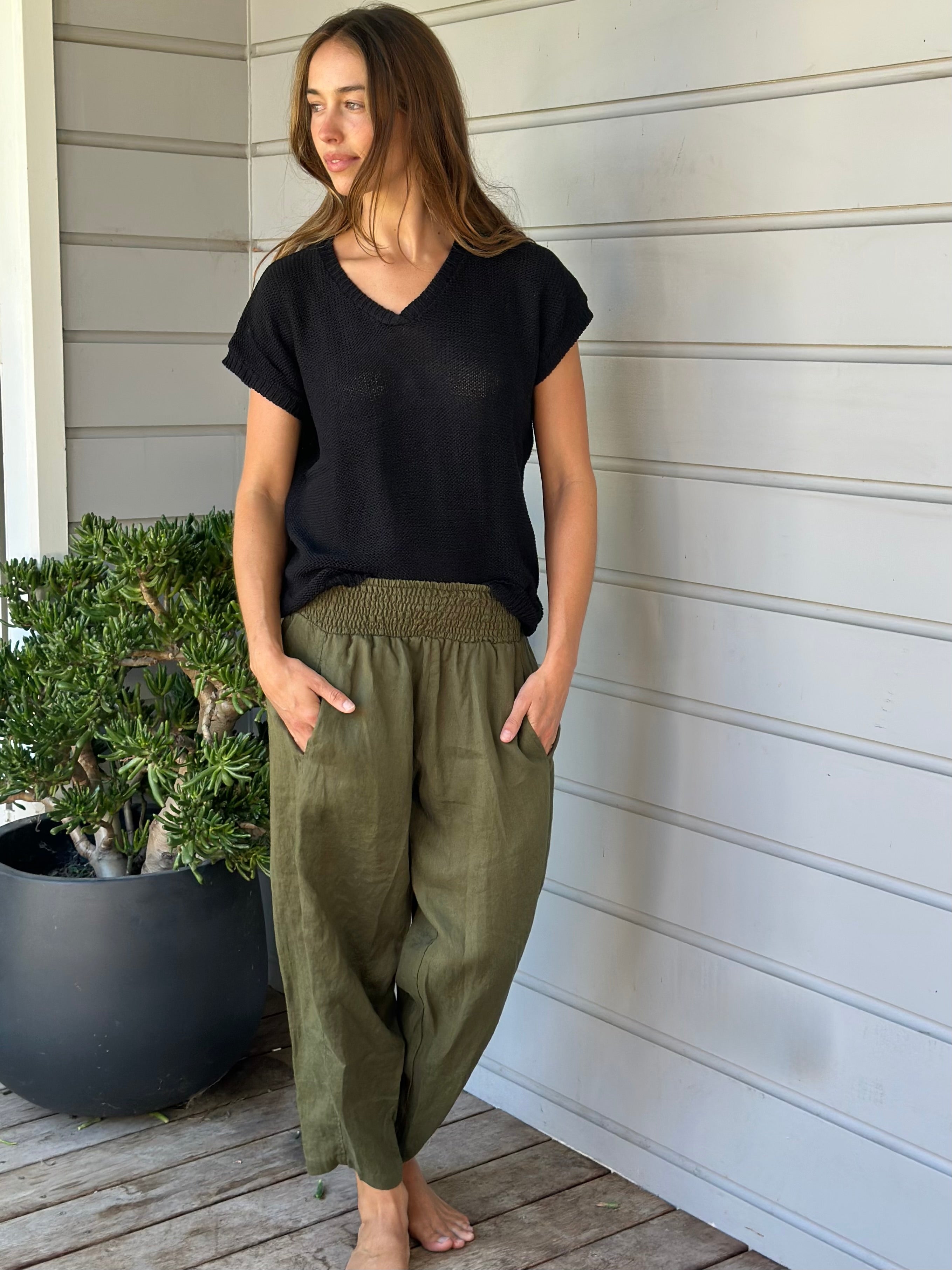 frankie pants - army linen - Image 3