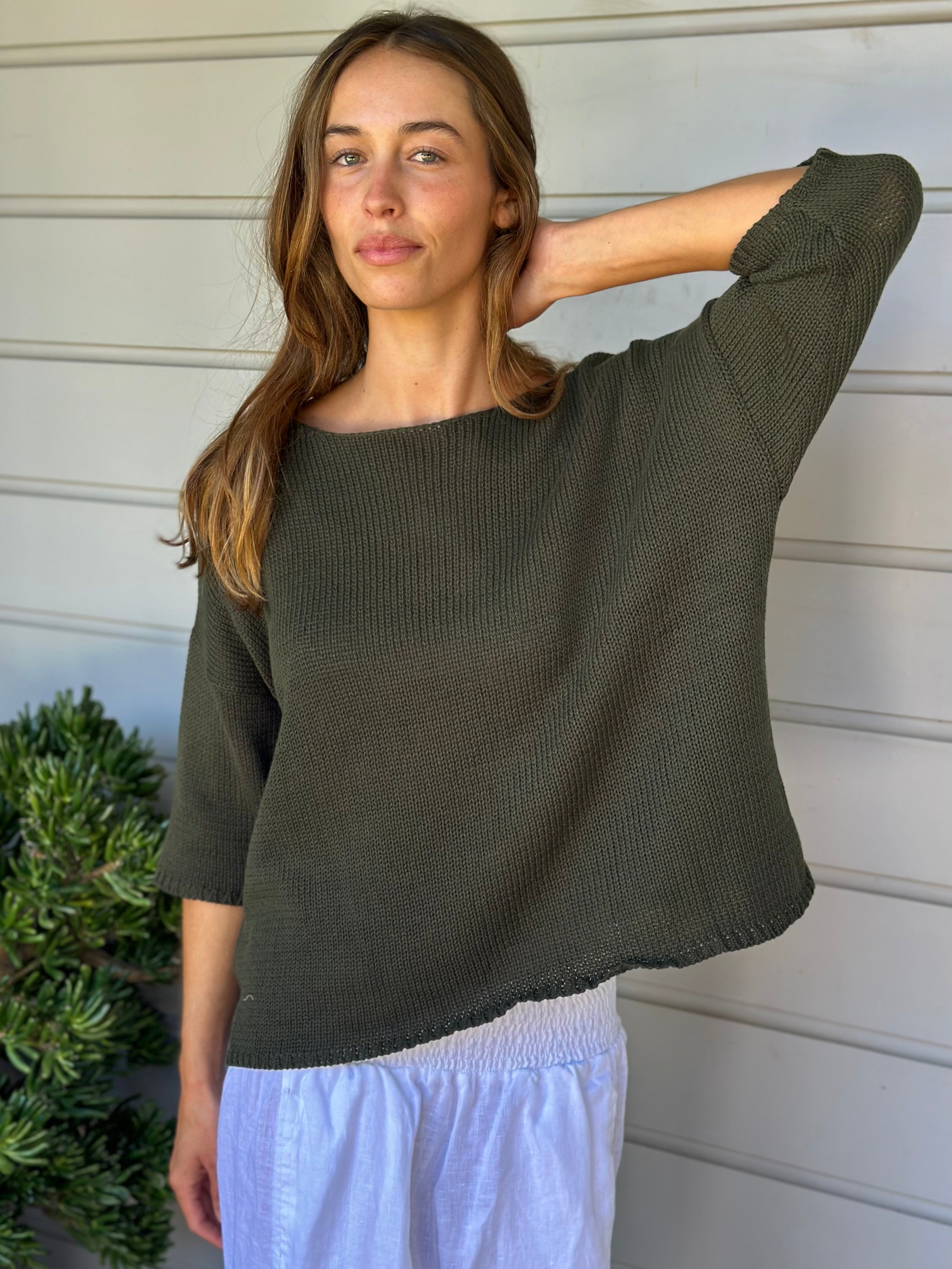 alex top - army cotton knit - Image 2