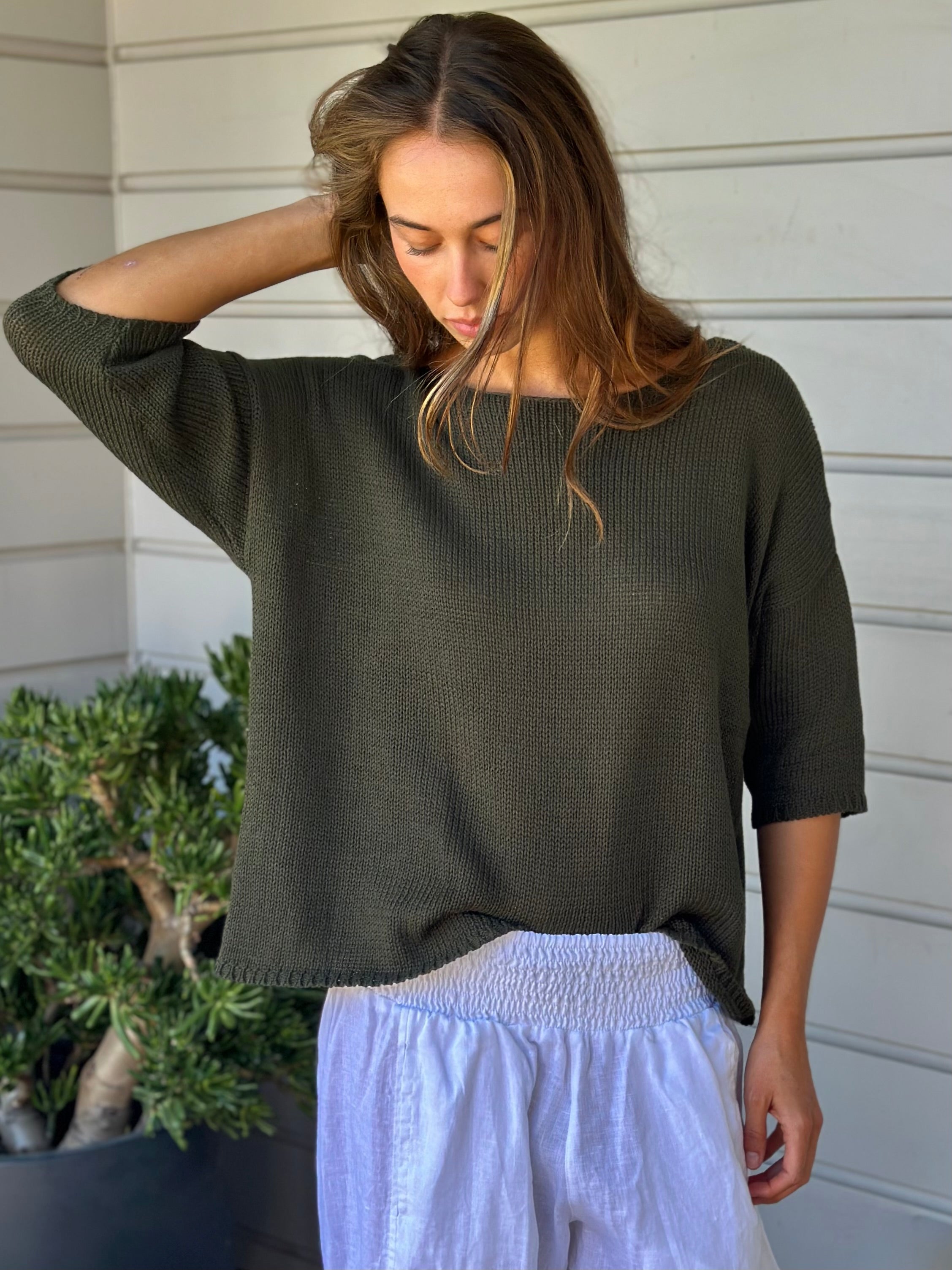 alex top - army cotton knit - Image 4