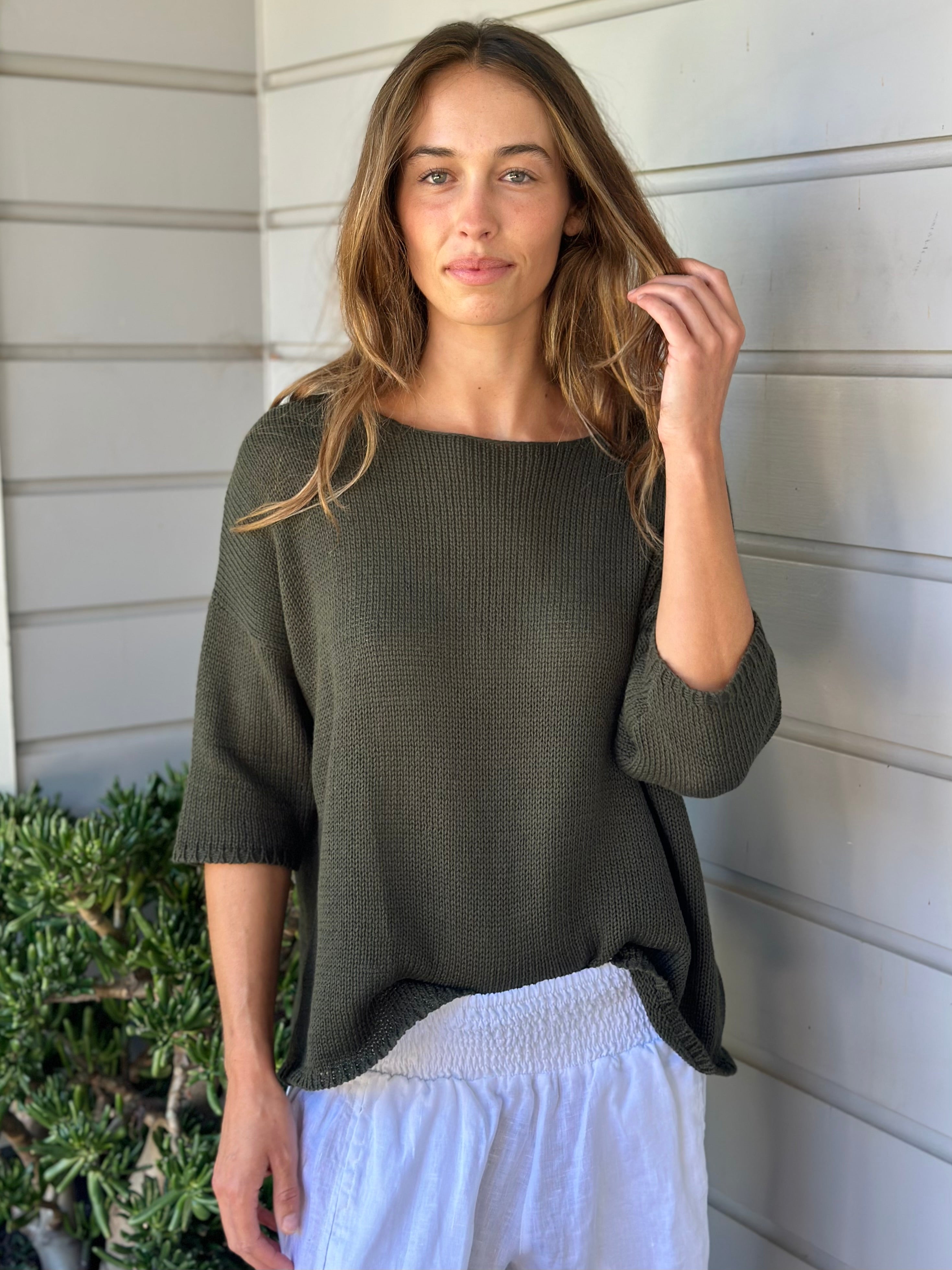 alex top - army cotton knit