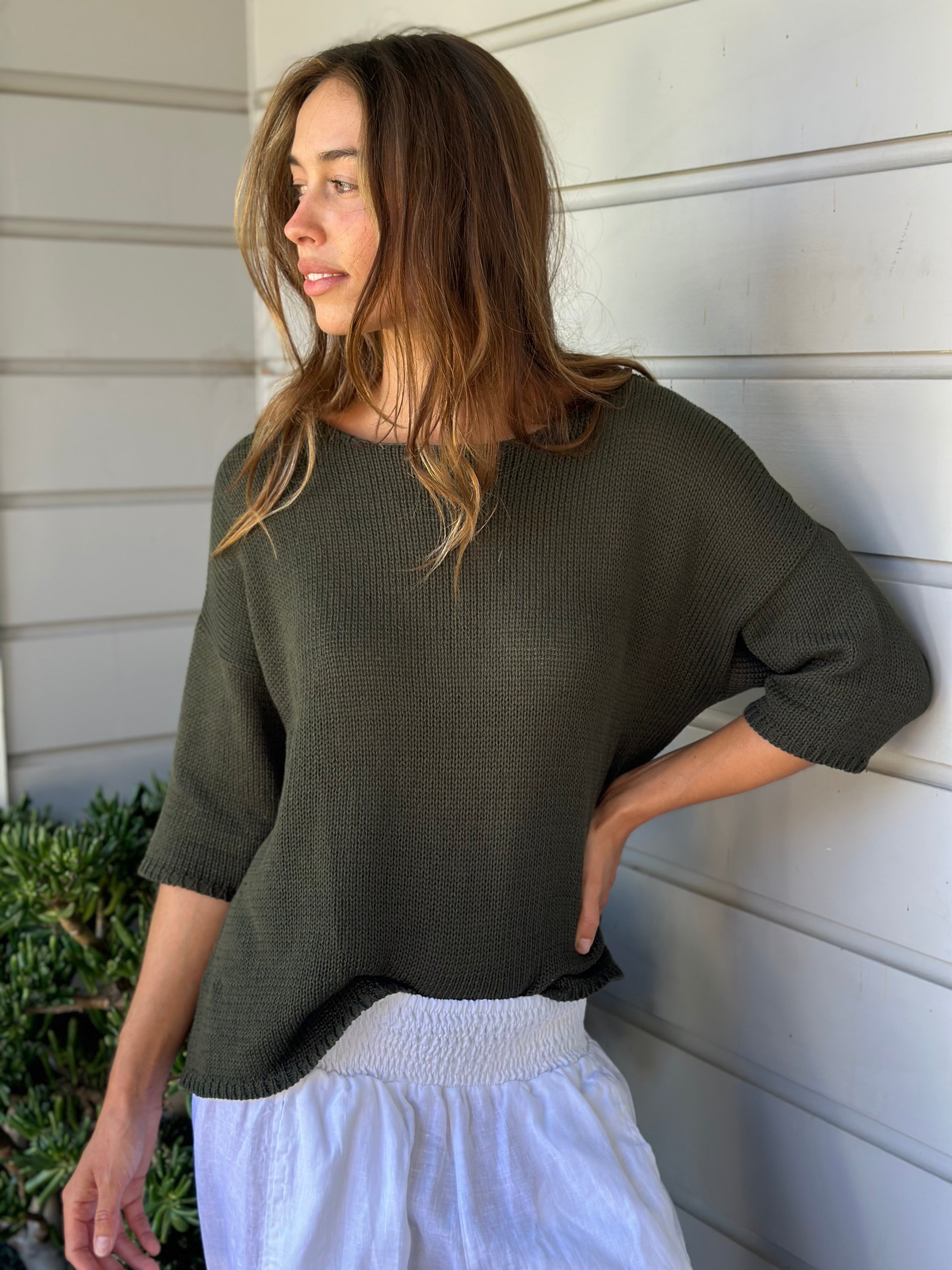 alex top - army cotton knit - Image 3